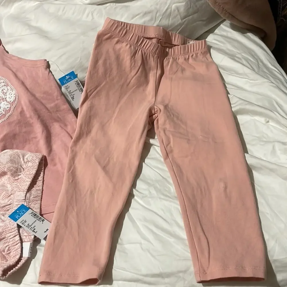 Children’s place 4 pale pink floral capri bike shorts tank top NWT